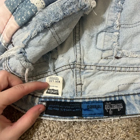 Levi's Multicolor Patchwork Upcycled Denim Jacket Lace SilverTab Women's OneSize - Picture 7 of 15
